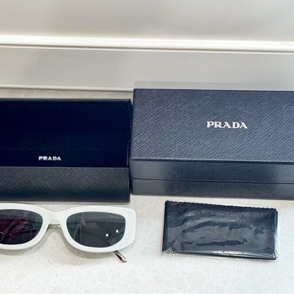 Brand New Prada White PR14YS Rectangular Sunglasses - Picture 5 of 9